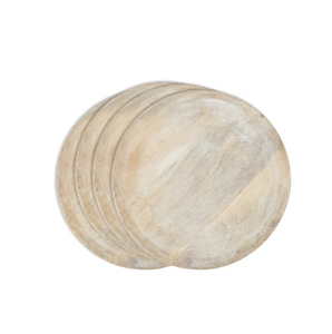 Assiettes à dîner en bois d'acacia massif faites à la main Plateaux à dessert ronds Utilisation pour la maison et le restaurant Design sculpté couleur blanche - Product Image 2