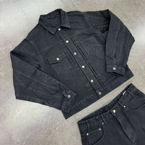 Veste de camionneur en denim deux pièces ensembles de shorts en denim fabricants personnalisés vos shorts hommes Streetwear en détresse - Product Image 5