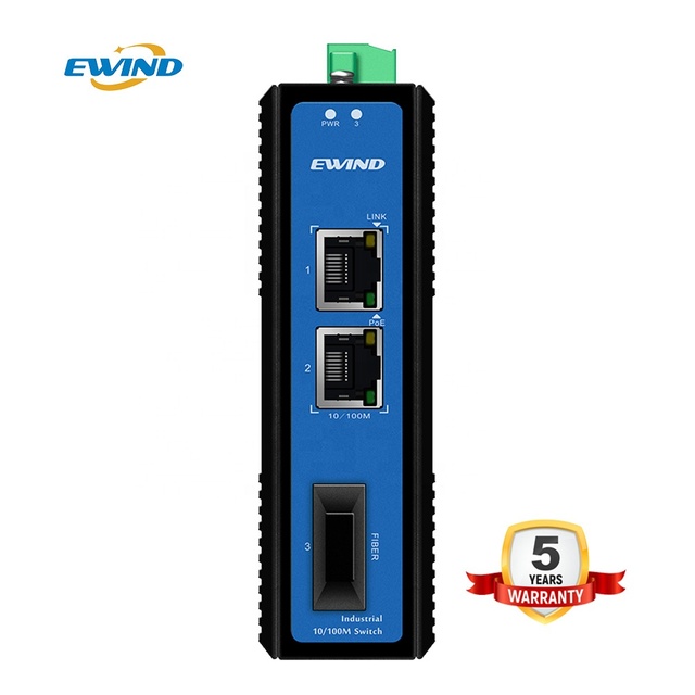 High Speed 155M SC Slot Port Din-rail Ethernet PoE Industrial Switch 3 Ports 10/100M Industrial PoE Fiber Switch