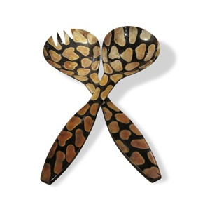 Servidores de ensalada de cuerno de búfalo Juego de cuencos de Venta caliente de 250mm Hecho EN LA India Incluye juego de servidor de ensalada de madera - Product Image 4