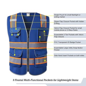 เสื้อกั๊กนิรภัยสะท้อนแสงสะท้อนแสงสำหรับใส่ทำงานหลายขนาด - Product Image 2