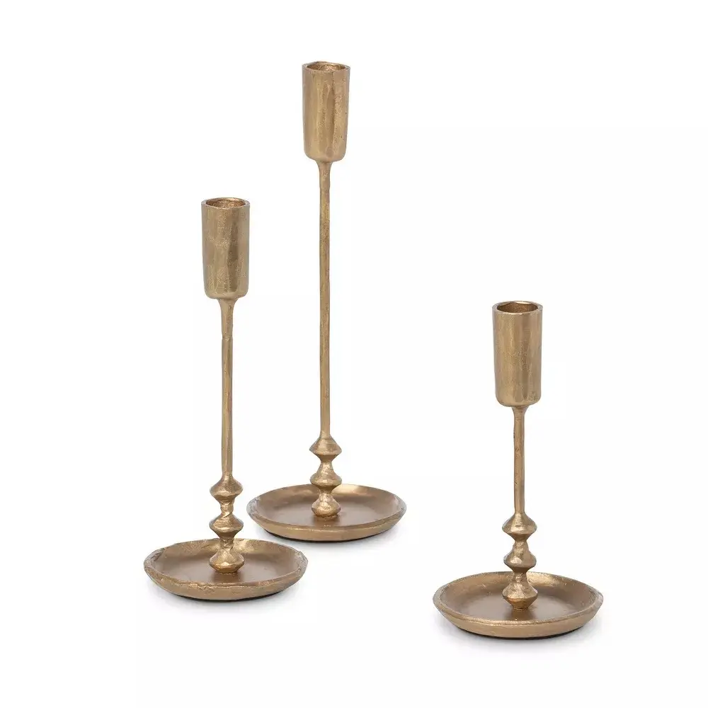 hot selling candle holder for Home Decor wedding & living room custom size made of aluminium gold centerpiece set of 3