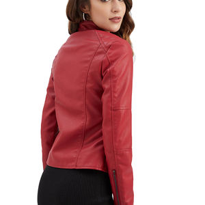 Chaquetas de cuero de Color rojo para mujer, chaqueta de cuero de primera calidad, superventas - Product Image 2