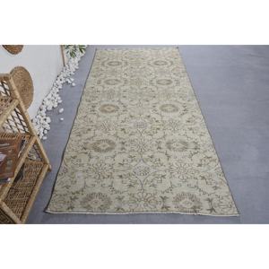 Classique Beige Traditionnel 4.2 X 8.7ft Vintage Tapis Turc Nouveau 10mm Laine Viscose Patchwork Rectangle Latex Support Couloir Style - Product Image 1