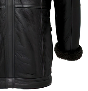 Manteau long en cuir véritable fait main pour homme, de luxe, coupe ajustée, écologique, respirant, épais et tendance pour l'hiver - Product Image 2