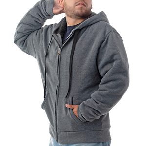 <b>Mens</b> Winter Heavyweight <b>Hoodie</b> Solid Zip up <b>Fleece</b> <b>Hoodie</b> <b>Sherpa</b> Lined Thermal Jacket - Product Image 4