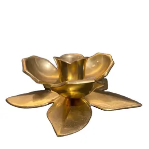 Luxury brass lotus flower Diya candle holder oil lamp home and office interior decoration Diwali decor housewarming wedding gift