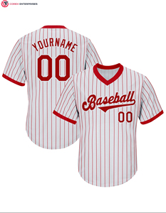 Uniformes de baseball personnalisés Offre Spéciale et maillots de baseball par sublimation maillots de baseball à fines rayures rouges de haute qualité - Product Image 1