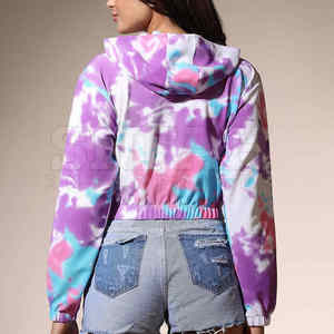 Vente chaude 2025 nouveau fabricant d'usine femme haut court à capuche 100% coton français éponge pull streetwear - Product Image 2