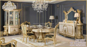 Royal Look Dual Carved Square <b>Dining</b> Table Set European Style Wooden <b>Dining</b> Table & <b>Chairs</b> Set Classic <b>8</b> Seater <b>Dining</b> Room Set - Product Image 3