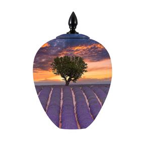 Urna de aluminio para adultos con flores Tema de agricultura Tamaño personalizado Artesanías indias Urna de recuerdo más vendida - Product Image 1