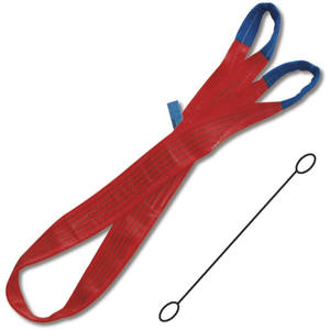 Eslinga de elevación de 5t, roja, de doble capa, con correas planas y bucles reforzados, de poliéster (PES) de alta tenacidad, para embalaje. - Product Image 1