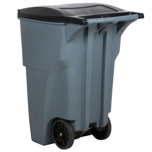 ถังขยะทรงสี่เหลี่ยมมีล้อพร้อมฝาปิด Rubbermaid FG9W2200GRAY BRUTE ขนาด 95 แกลลอน สีเทา - Product Image 4