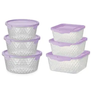 BPA Free Round and Square Food Container with Lids Cristal Line Plasvale Safe for Microwave Freezer 3 Sizes: 0.55L  1L and1.7L