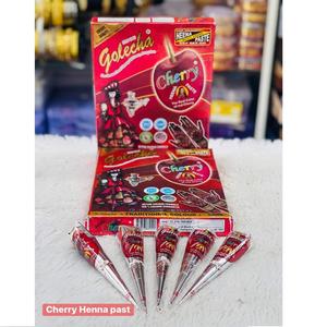 Rich Cherry Colour <b>Henna</b> <b>Cones</b> | Instant Colour Natural <b>Henna</b> | Biodegradable & Skin-Friendly | Temporary Body Art - Product Image 1