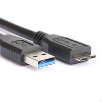 Kabel Pengisian Daya USB 3.0 Micro-B 5A Kecepatan Tinggi Berlapis PVC Foil Tembaga Murni 40cm untuk Hard Drive Eksternal Komputer Warna Hitam
