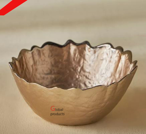จานเสิร์ฟอาหารดีไซน์ทุบโลหะสีทองสำหรับโรงแรมบ้านและร้านอาหาร - Product Image 5