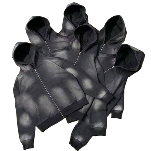 Vente en gros de vêtements de rue délavés au soleil à capuche de couleur claire personnalisés pour hommes, survêtement 100% coton, ensemble de 2 pièces pour l'hiver - Product Image 3