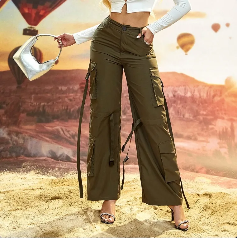 D M Soft Wide Leg Trousers For Women High Waist Lady Long Pant Wide Leg Street Breathable Loose Wide Casual Women cargo pants