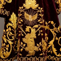 Sakkos Orthodoxe de Luxe Moderne en Velours Bordeaux, Broderie à la Main en Fil d'Or, Robe de Prêtre d'Église, Soutane Liturgique pour Clergé