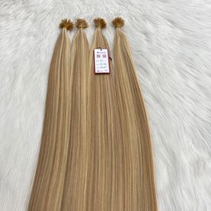 Extensions de cheveux humains vietnamiens de luxe 100g, à clips, avec ruban adhésif italien, double trame, plastique flexible, blond, nano anneaux, kératine - Product Image 4