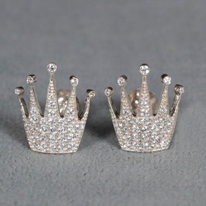 Élégance, boucles d'oreilles en or blanc 14 carats avec diamant rond créé en laboratoire pour votre partenaire - Product Image 1