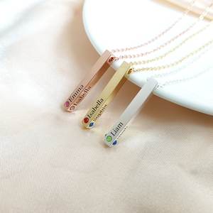 Colgante de Plata de Ley 925 con Piedra de Nacimiento Personalizado para Niños y Mujeres, Joyería Personalizada, Regalo de Lujo para el Amor Familiar y la Memoria - Product Image 3