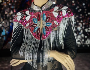 Elegant Burlesque Cape <b>Beaded</b> Sequins Pearls <b>Fringe</b> for Festive Festival Straight Silhouette Natural Embroidery Decoration - Product Image 4