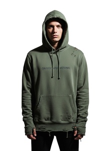 Sudadera con Capucha Personalizada para Hombre, Estilo Desgastado, Felpa Francesa Gruesa de 400 g/m², Lavado Ácido con Efecto Desgastado por el Sol, Corte Holgado, Estilo Urbano Vintage, OEM - Product Image 1