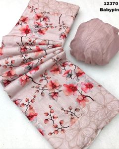 Ấn Độ cửa hàng mới nhất phong cách màu hồng ưa thích Saree tusssar vải lụa độc quyền Sari thiết kế Saree với áo bên mặc hợp thời trang - Product Image 2