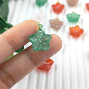 Wholesale 925 Sterling <b>Silver</b> Fine Pendant Hand Carved Green Strawberry Quartz Flower Vermeil Gold <b>Wire</b> Wrapped Gemstone <b>Jewelry</b> - Product Image 3