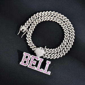 Colgante Personalizado de Hip Hop con Iniciales 3D, Diamantes de Imitación Coloridos, Chapado en Plata/Oro, Unisex - Product Image 2