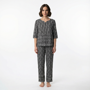 Conjunto de Pijama de Algodón Premium EVOLOVE para Mujer, Acogedor, ODM, Logotipo Personalizado, Cierre con Botones, Cintura Elástica, Material Spandex, Tallas hasta 3XL - Product Image 2