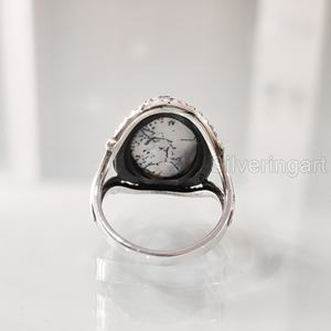 Bague femme opale dendritique naturelle pierre précieuse octobre pierre de naissance bohème bande Vintage bijoux faits à la main 925 bague en argent Sterling - Product Image 5