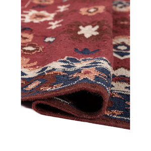Tapis en laine tissé plat Bédouin rouge et orange, jacquard floral, à poils coupés et tuftés pour la maison, l'extérieur, la prière et l'exercice - ADWL-23004 - Product Image 2
