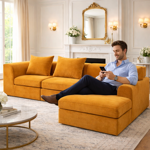 Divano a 7 posti per soggiorno 2026, colore bordeaux scuro, a forma <span class=keywords><strong>di</strong></span> L, set completo <span class=keywords><strong>di</strong></span> divani compressi con schienale - Product Image 2