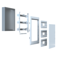 Boîte de distribution en métal ABS PC, capacité de 45 fusibles, 390x535x107mm, montage encastré, IP40, corps métallique, cadre blanc, modèle POLI 019-B-1
