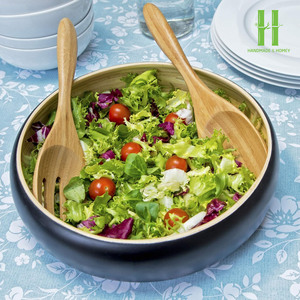 VENTE FLASH Bol à salade en bambou de luxe, couleur noire, poli, pour servir des fruits, décoration de table, préparation alimentaire, en provenance du Vietnam - Product Image 6