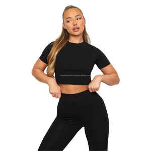 Camisetas personalizadas China Crop Top Sport Mujer Camiseta con su logotipo Manga corta Hip Hop Cuello redondo - Product Image 4