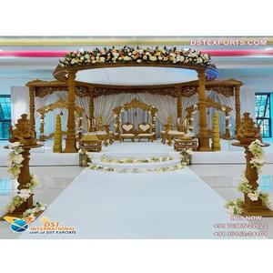 Mariage exclusif Anaya Mandap en bois London Maharani mariage piliers en bois Mandap cérémonie de mariage Mandap en bois sculpté USA - Product Image 1