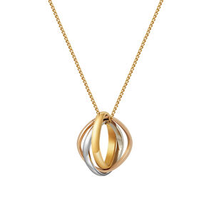 Lo último en joyería de acero inoxidable chapada en oro de 18 quilates, mezcla hueca geométrica, colgante cuadrado de tres colores, collar Punk impermeable P243470 - Product Image 1