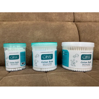 GLISS Premium 100% Kapas Murni Tongkat Kapas Sekali Pakai 200 Batang Wadah Plastik Halus Putih untuk Penggunaan Laboratorium