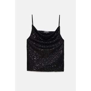 Top court décontracté à sequins avec col bénitier, fines bretelles, imprimé diamant tissé, tissu tricoté respirant, coupe ample, débardeur pour l'été - Product Image 6