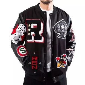 Veste universitaire pour hommes, fermeture à boutons, en laine, tenue décontractée de grande taille, couleur verte, veste Lettermen pour hommes - Product Image 6