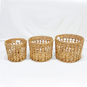 Artex Dong ชุดตะกร้าเก็บของผักตบชวาแบบเปิดโล่งพร้อมที่จับ (3ชิ้น) - Product Image 1