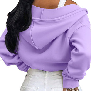Cuello con capucha Casual Streetwear Drop Shoulder Figures Sudaderas con capucha transpirables ecológicas Sudaderas con capucha recortadas de punto para mujer - Product Image 5