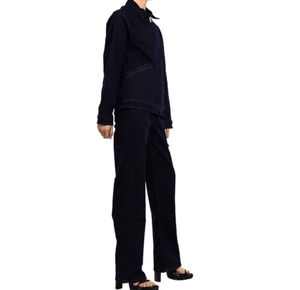 ชุดผ้ายีนส์ของผู้หญิงชุดสูทฟอกสีทึบแจ็กเก็ตทรงคาร์โก้ปกแบบกำหนดเอง - Product Image 6