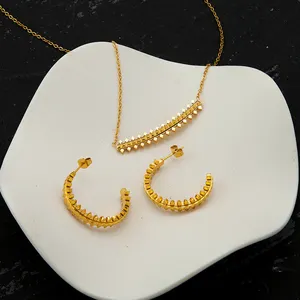 Ultime 18K oro placcato in acciaio inox impermeabile doppia fila a forma di cono orecchini a cerchio per le donne accessori orecchini E241533