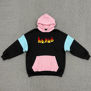 Sweat-shirts surdimensionnés en coton 100% personnalisés pour femmes, style streetwear, avec blocs de couleurs et logo imprimé en relief. - Product Image 4