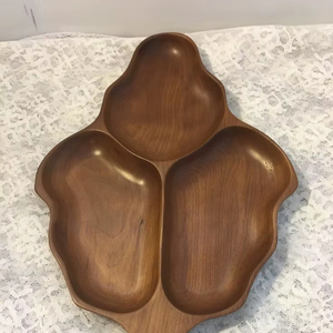 จานและชามไม้ทำด้วยมืออุปกรณ์สำหรับโรงแรมแผ่นและถาดไม้ธรรมชาติสำหรับร้านอาหารขายส่ง - Product Image 1